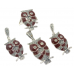 Owl Pendant Ring Earrings Set 925 Sterling Silver Marcasite Stone Enamel C794